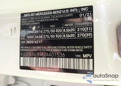 2021 Mercedes-Benz Gle 350 4Matic из США, поврежденный, VIN 4JGFB4KB9MA401536